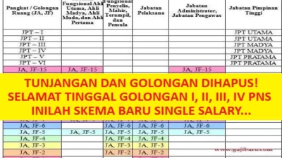 Inilah Skema Baru Single Salary: Tunjangan dan Golongan Dihapus untuk PNS. Selamat Tinggal Golongan I, II, III, IV!