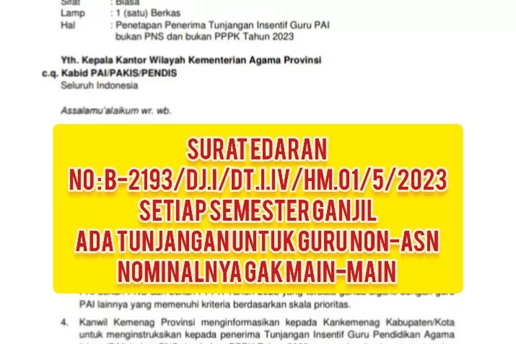 Tunjangan Kemenag untuk Guru Non ASN di Semester Ganjil Bikin Kantong Makin Tebal!