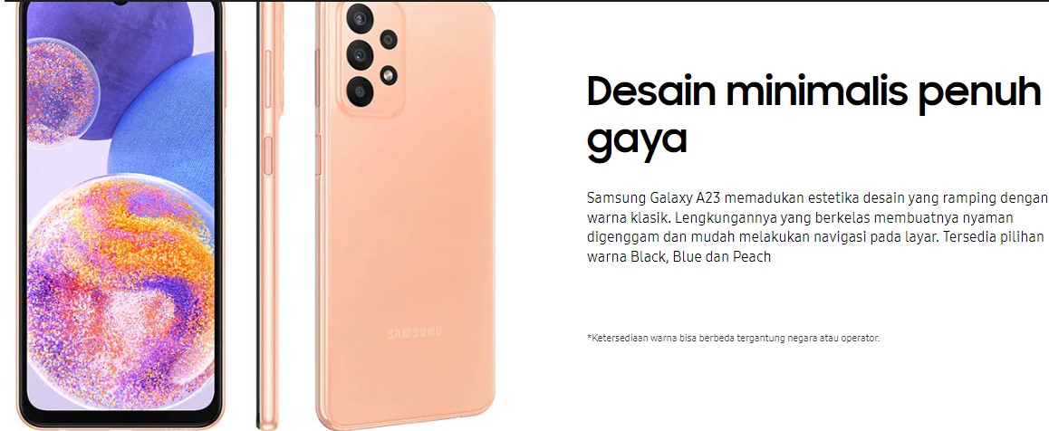 spesifikasi desain Samsung Galaxy A23