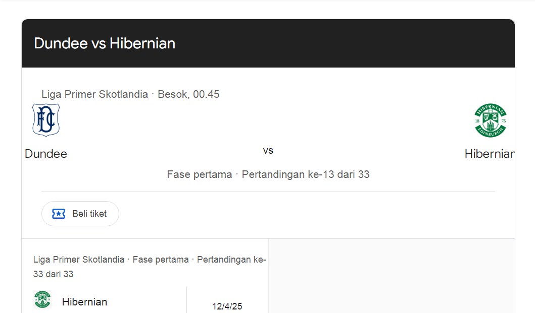 Prediksi Dundee vs Hibernian, Jadwal Liga Skotlandia 24 November 2024