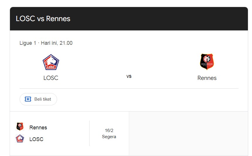 Prediksi LOSC Lille vs Rennes, Jadwal Ligue 1 Prancis 24 November 2024