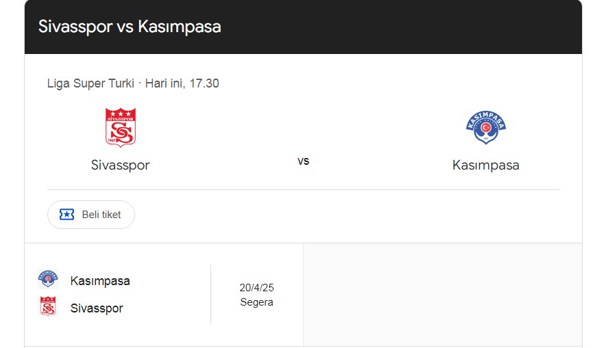 Prediksi Sivasspor vs Kasimpasa, Jadwal Liga Turki Super Lig 24 November 2024