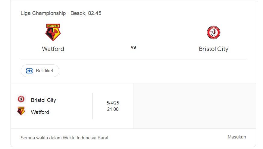 Prediksi Watford vs Bristol City, Jadwal EFL Championship 27 November 2024