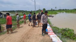 Kreativitas Polisi dan Warga: Tanggul Jebol di Lamsel Diselamatkan dengan Karung Berisi Tanah